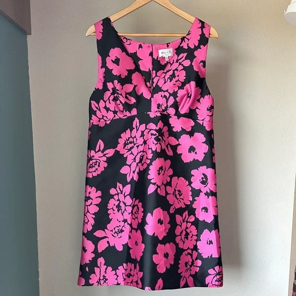 Milly Pink Floral Sleeveless Mini Dress Cocktail Party Wedding size 14 - Picture 1 of 8